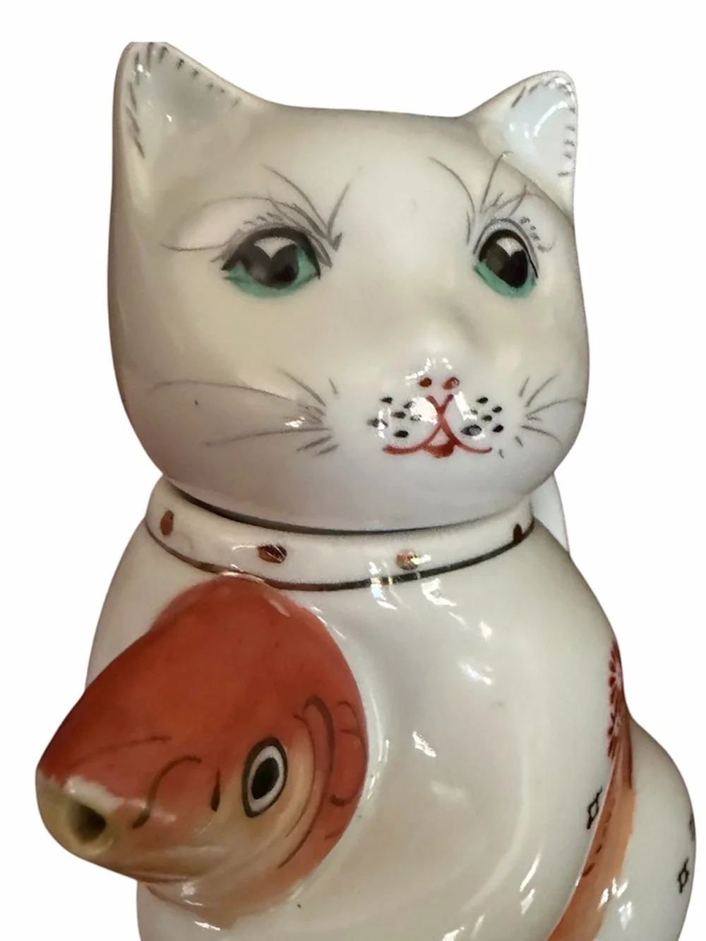 Vintage Creamer Cat and Koi Fish Ceramic